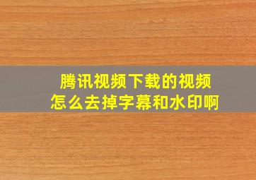 腾讯视频下载的视频怎么去掉字幕和水印啊