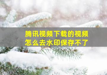 腾讯视频下载的视频怎么去水印保存不了