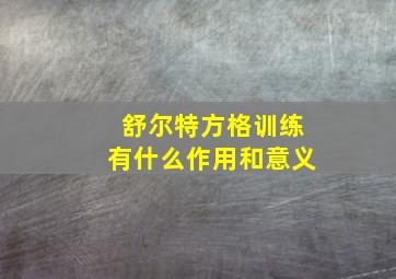 舒尔特方格训练有什么作用和意义