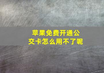 苹果免费开通公交卡怎么用不了呢