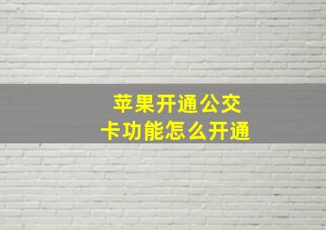 苹果开通公交卡功能怎么开通