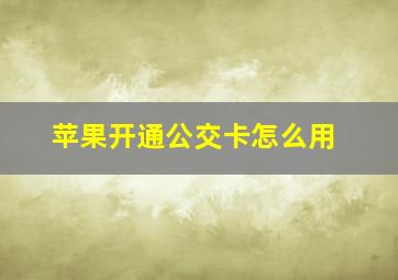 苹果开通公交卡怎么用