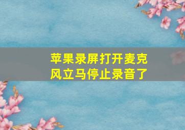 苹果录屏打开麦克风立马停止录音了