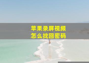 苹果录屏视频怎么找回密码