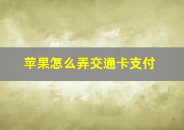 苹果怎么弄交通卡支付