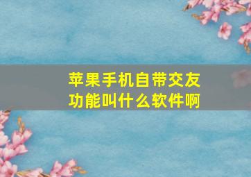 苹果手机自带交友功能叫什么软件啊