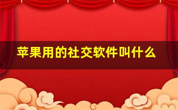 苹果用的社交软件叫什么