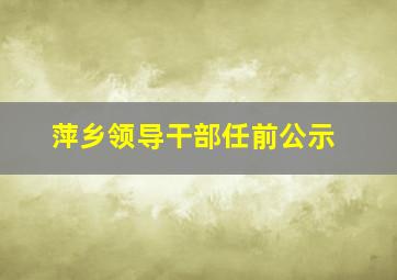 萍乡领导干部任前公示