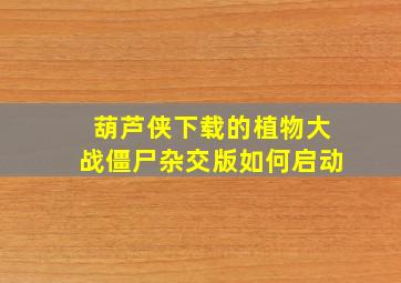 葫芦侠下载的植物大战僵尸杂交版如何启动