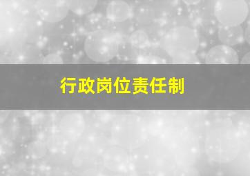 行政岗位责任制