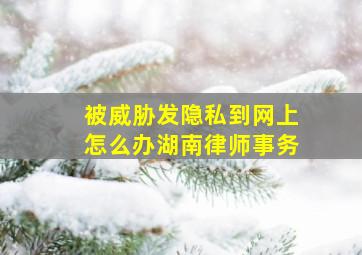 被威胁发隐私到网上怎么办湖南律师事务