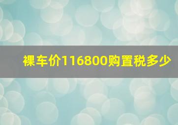 裸车价116800购置税多少