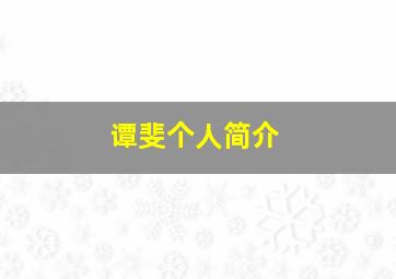 谭斐个人简介