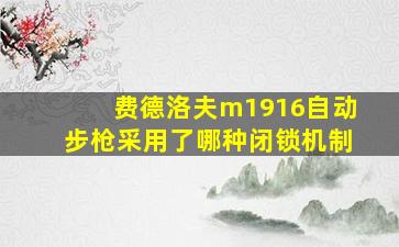 费德洛夫m1916自动步枪采用了哪种闭锁机制