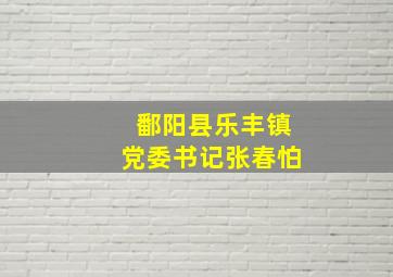 鄱阳县乐丰镇党委书记张春怕