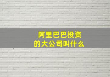 阿里巴巴投资的大公司叫什么