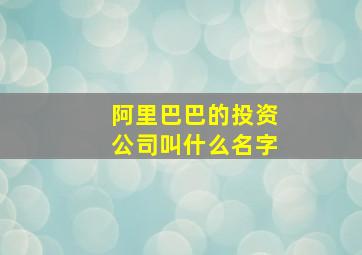 阿里巴巴的投资公司叫什么名字