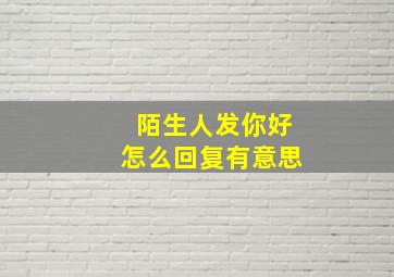 陌生人发你好怎么回复有意思