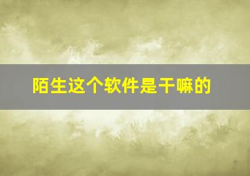 陌生这个软件是干嘛的