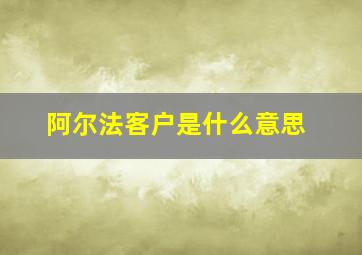 阿尔法客户是什么意思